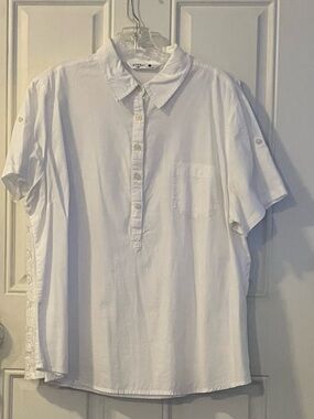Rider by Lee White Easy Care Short-Sleeve Button-Front Casual Shirt-XL